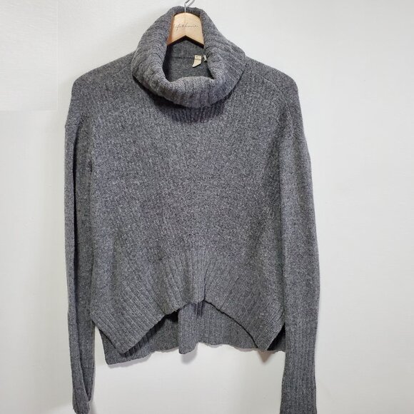 ANTHROPOLOGIE Moth Fireside Turtleneck Sweater Wool Blend Grey Women's Small - Picture 1 of 13